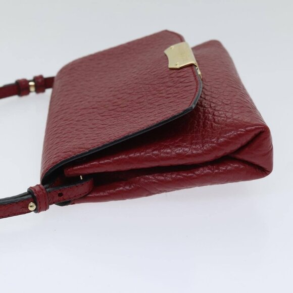 BURBERRY Shoulder Bag Leather Red Gold Auth - Picture 11 of 16